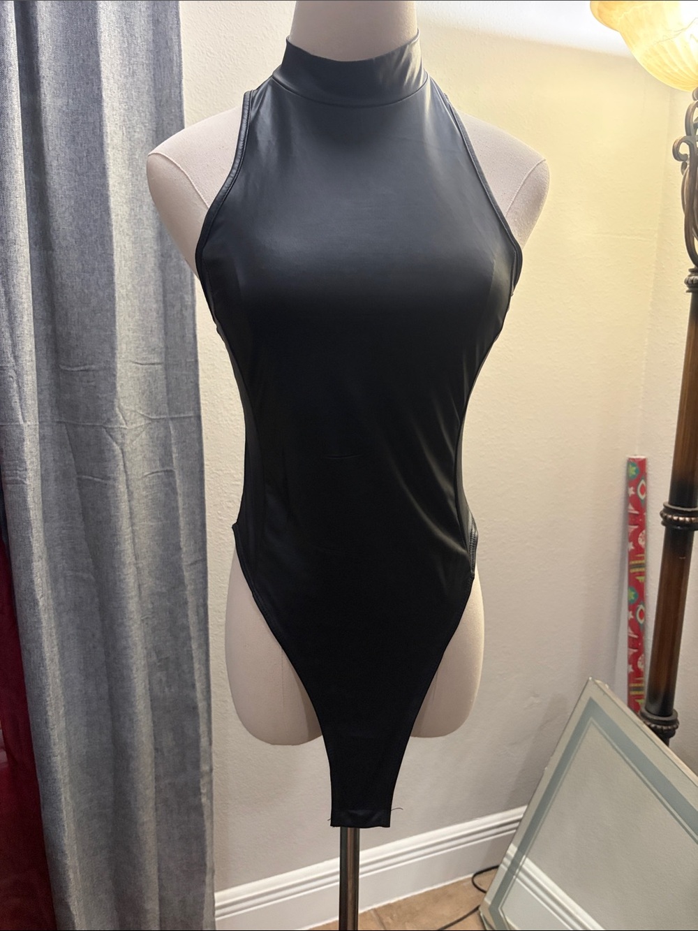 Black High-Neck Sleeveless Bodysuit